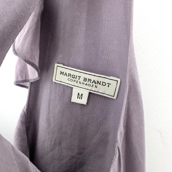 Margit Brandt Danish Designer Romatic Ruffled Lavender Mini Dress * Size Medium - Picture 3 of 8